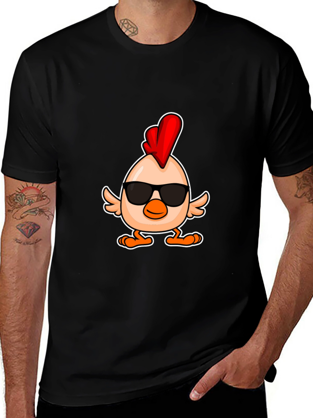 Cool Chicken Graphic Tee - Mens Black T-Shirt