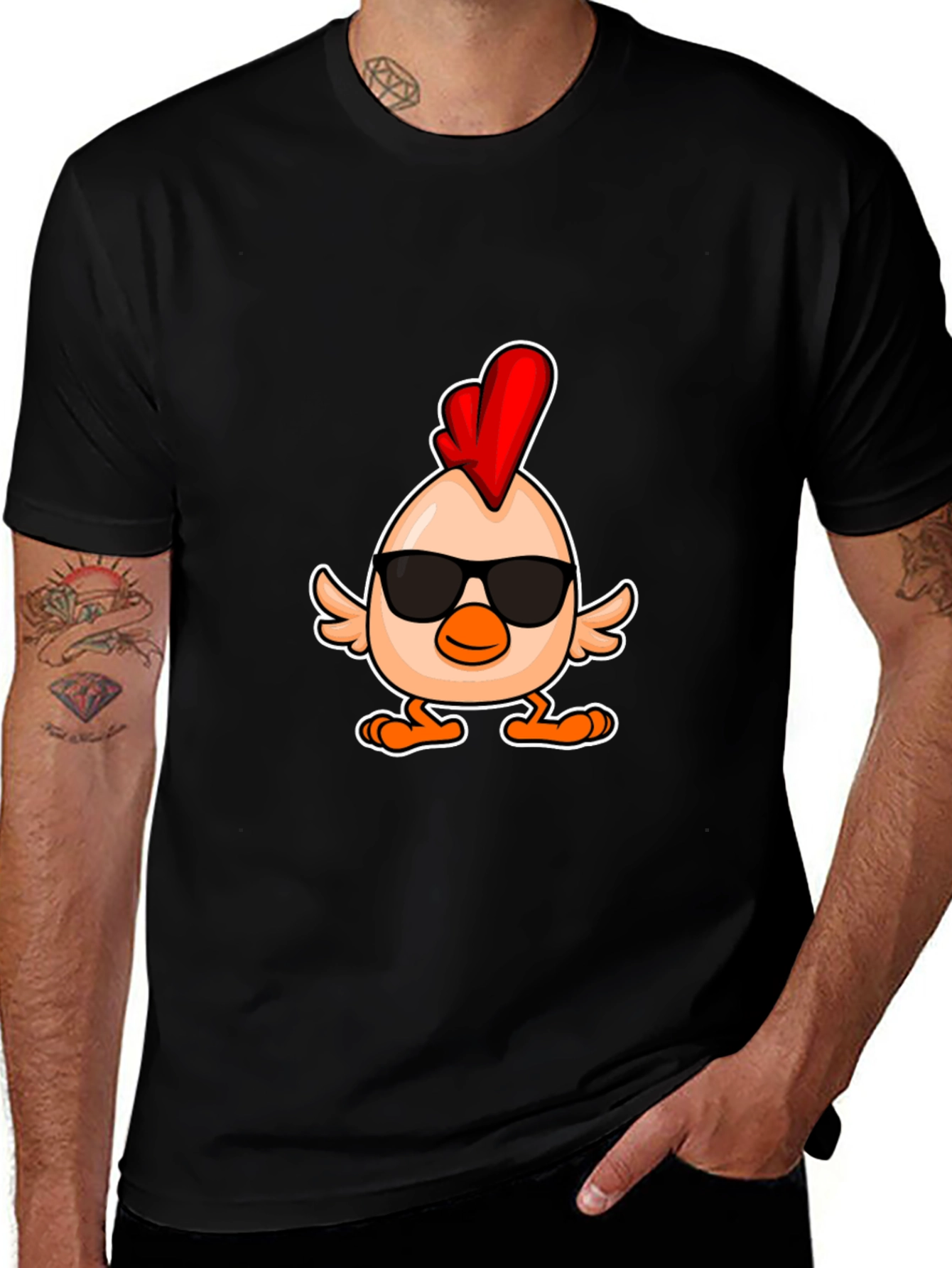 Cool Chicken Graphic Tee - Mens Black T-Shirt