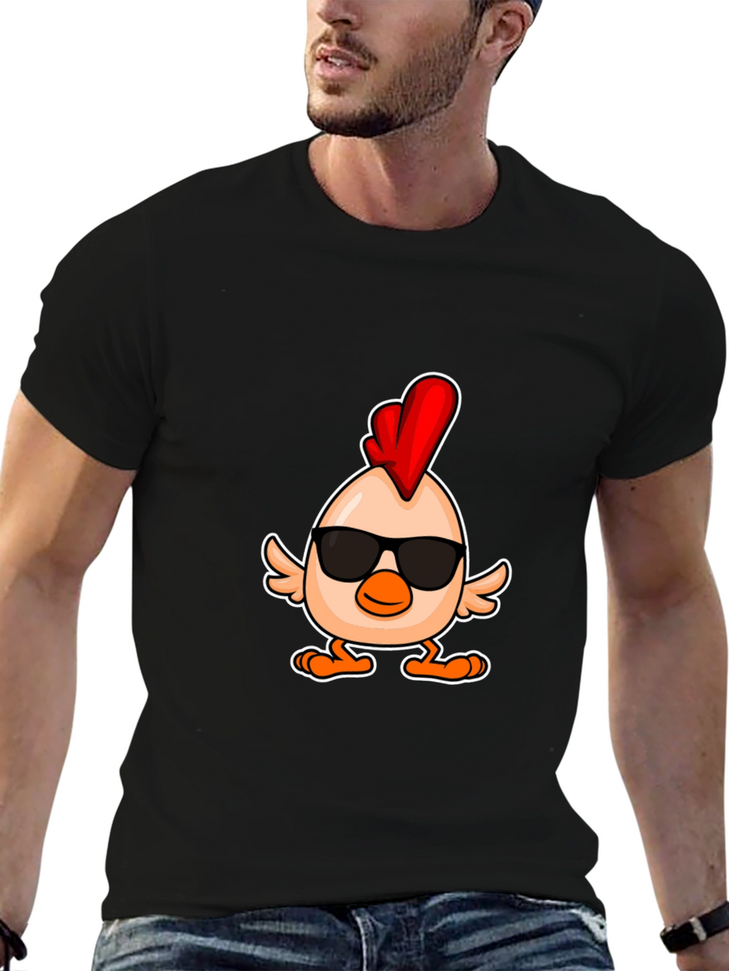 Cool Chicken Graphic Tee - Mens Black T-Shirt