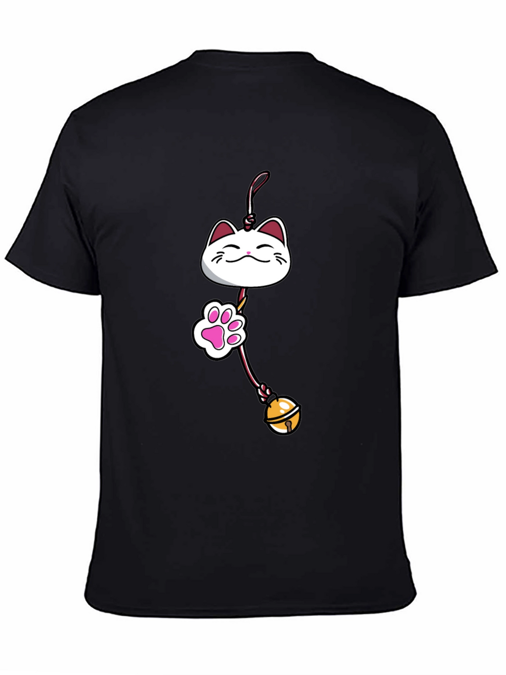 Lucky Cat Charm Graphic Tee - Black