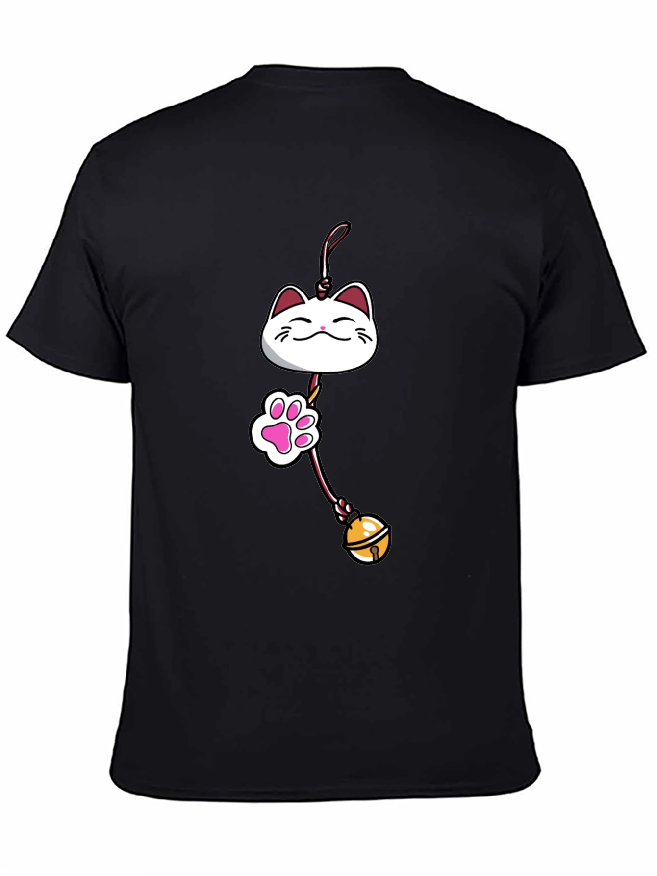 Lucky Cat Charm Graphic Tee - Black