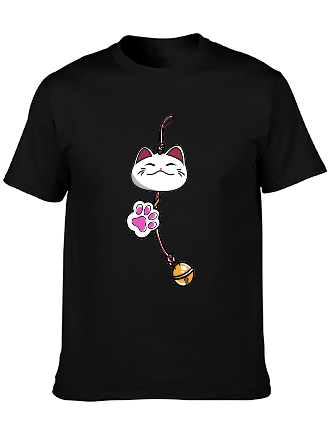 Lucky Cat Charm Graphic Tee - Black