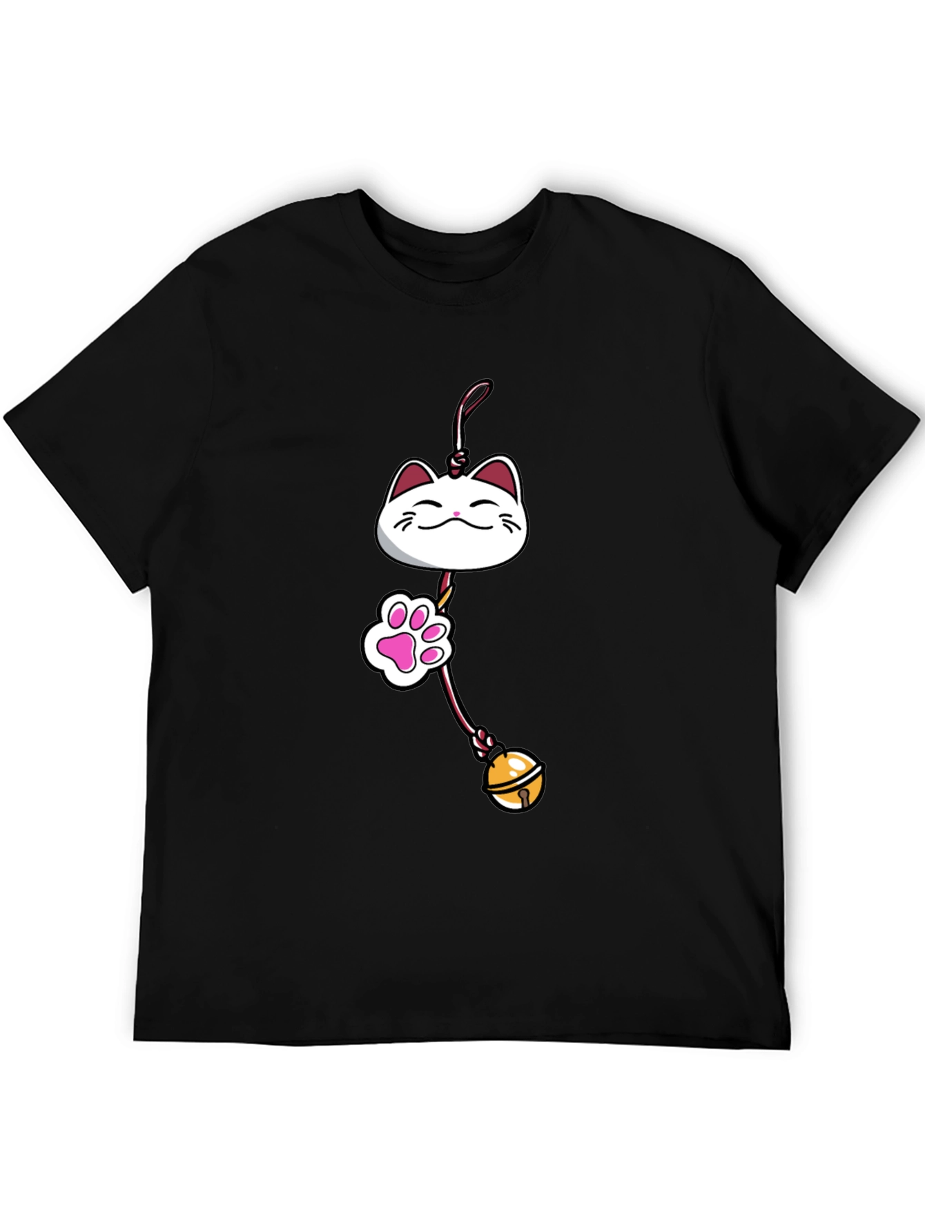 Lucky Cat Charm Graphic Tee - Black