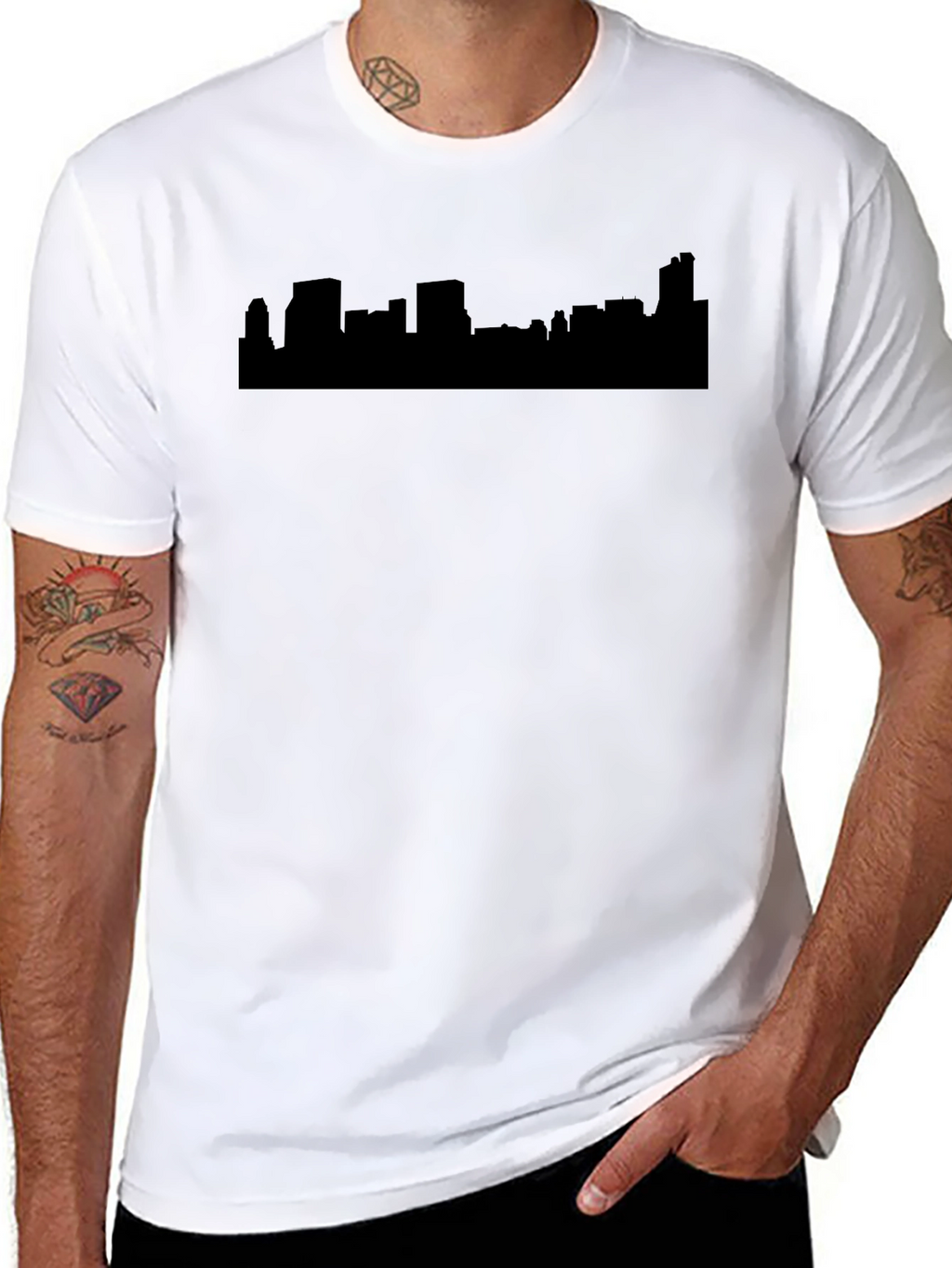 Cityscape Silhouette T-Shirt - Black