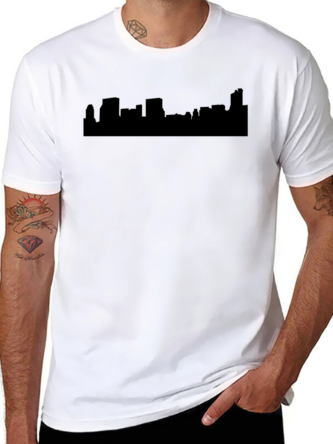 Cityscape Silhouette T-Shirt - Black