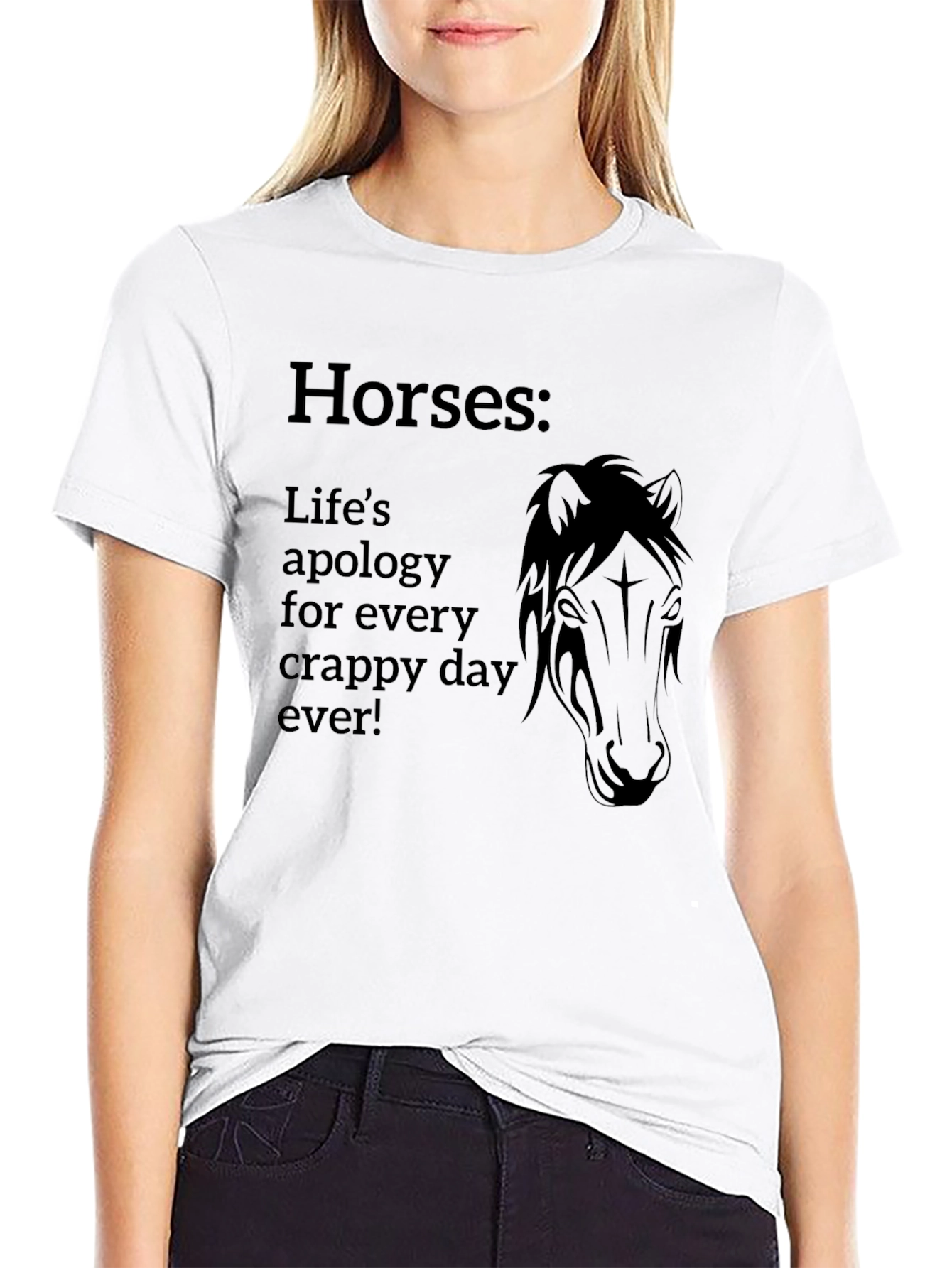 Horses: Lifes Apology Black Graphic Tee