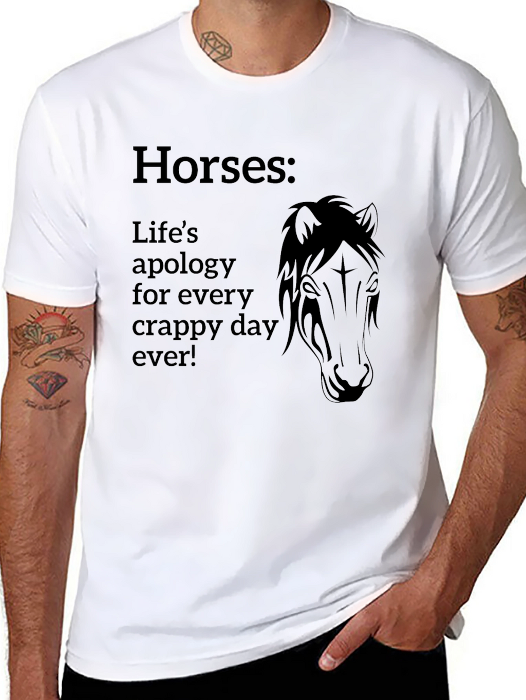 Horses: Lifes Apology Black Graphic Tee