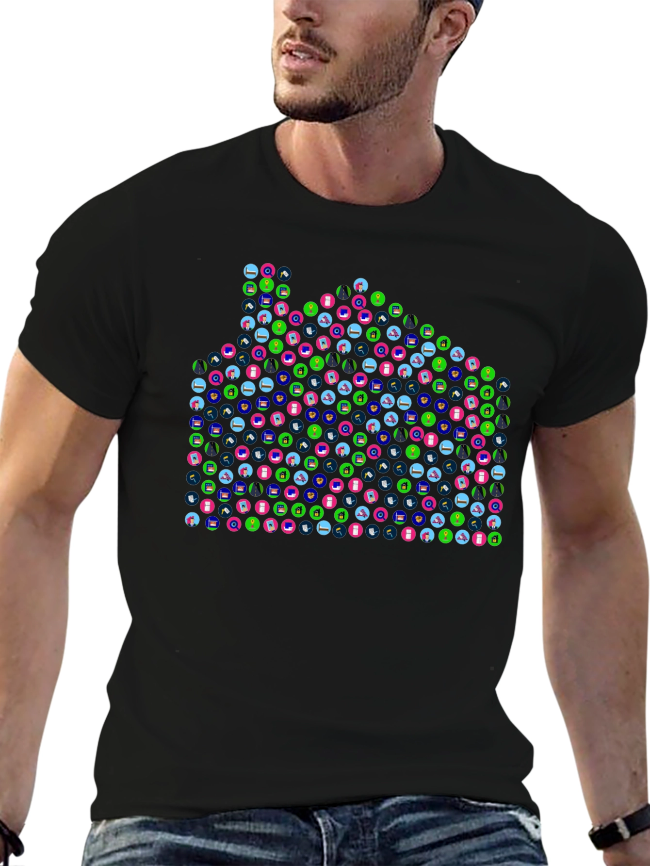 Abstract Pattern Black T-Shirt