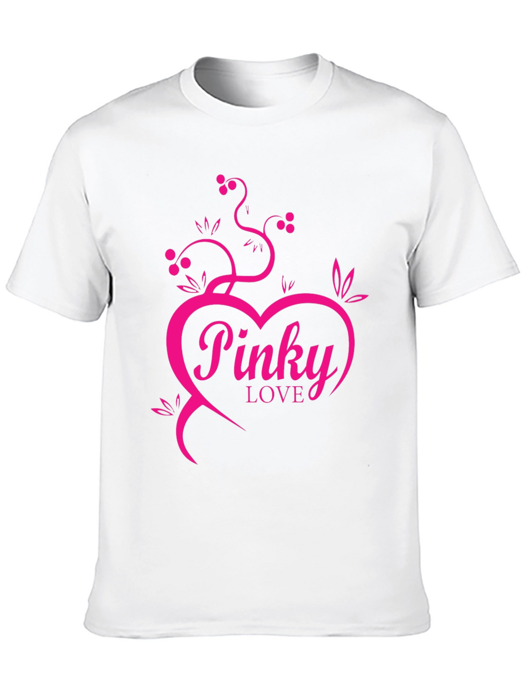 Pinky Love Black T-Shirt - Heart & Vines Graphic