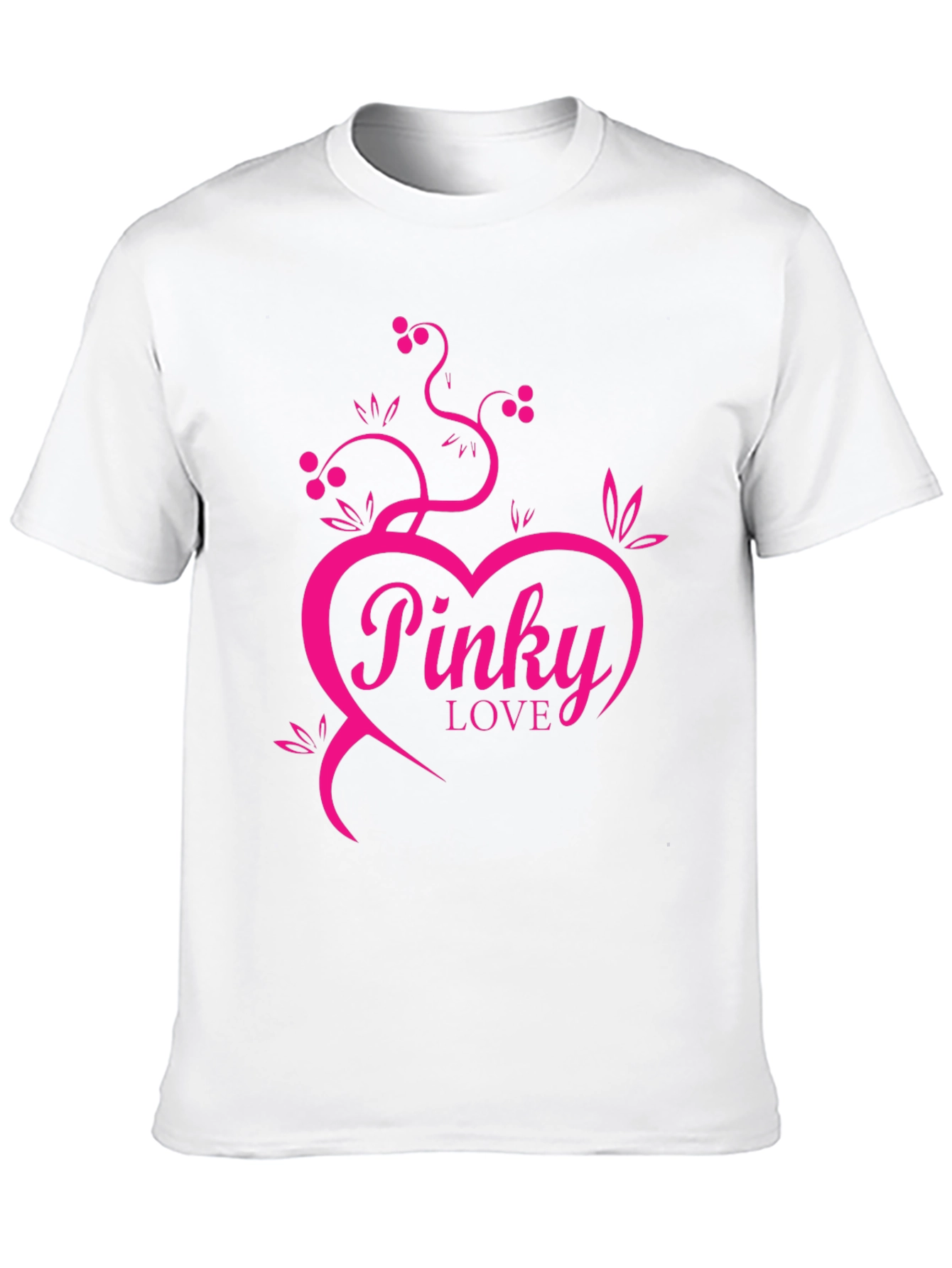 Pinky Love Black T-Shirt - Heart & Vines Graphic