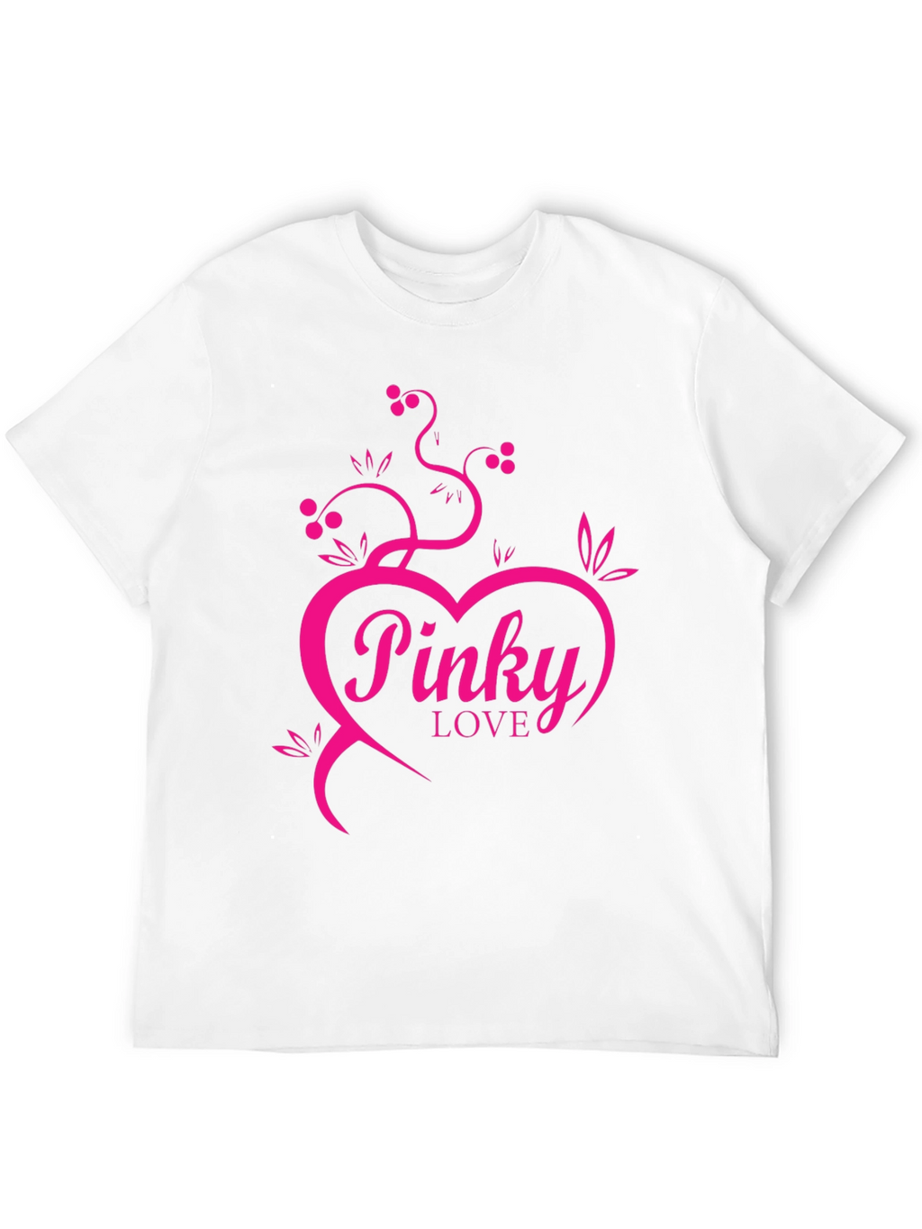 Pinky Love Black T-Shirt - Heart & Vines Graphic