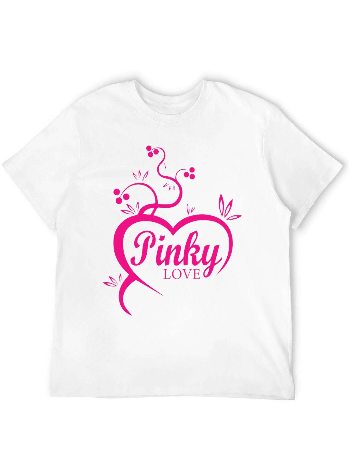 Pinky Love Black T-Shirt - Heart & Vines Graphic