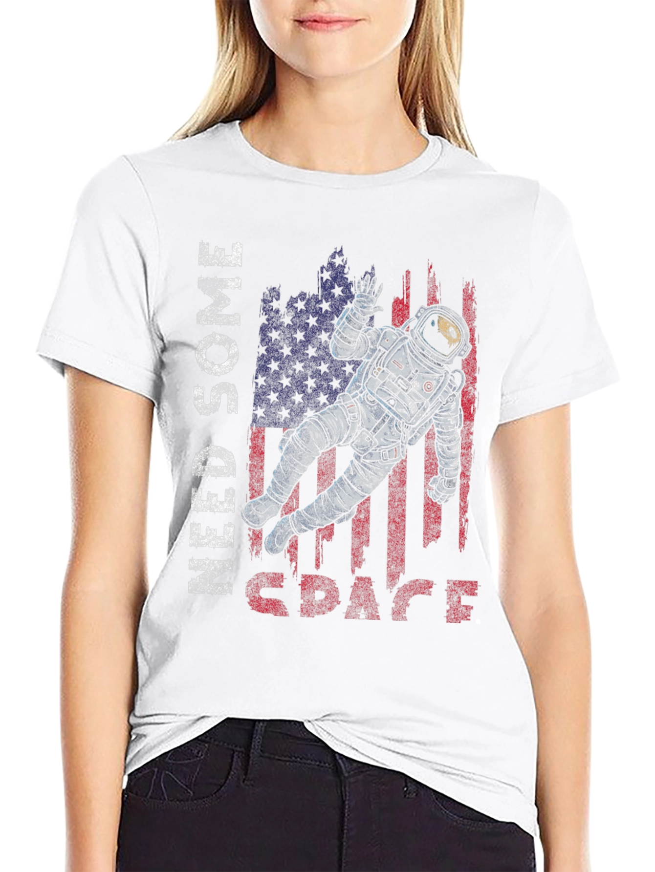 Need Some Space Astronaut USA Flag Graphic Tee