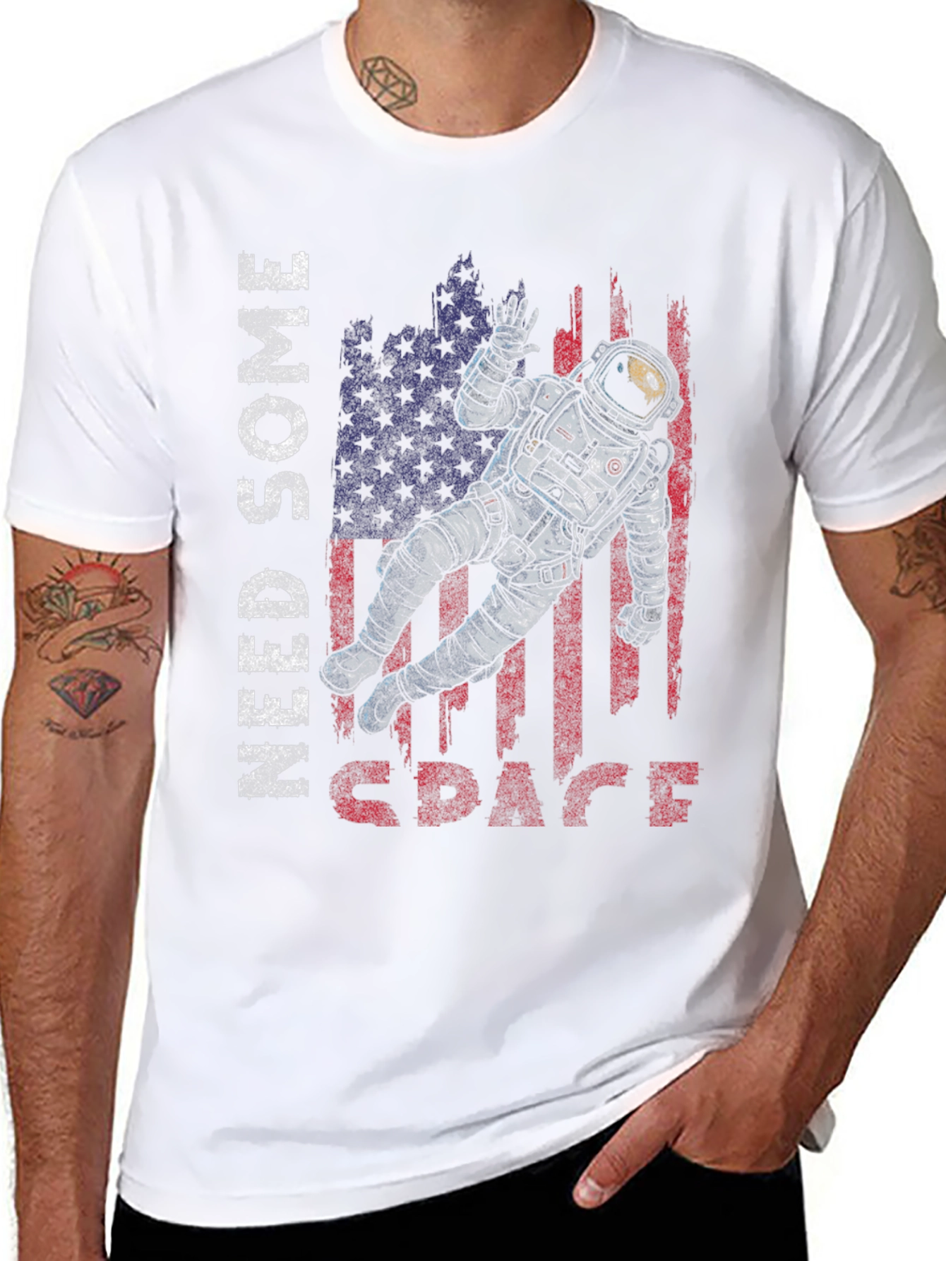 Need Some Space Astronaut USA Flag Graphic Tee