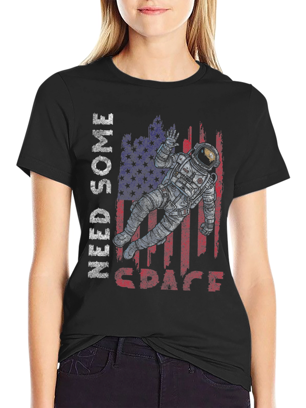 Need Some Space Astronaut USA Flag Graphic Tee