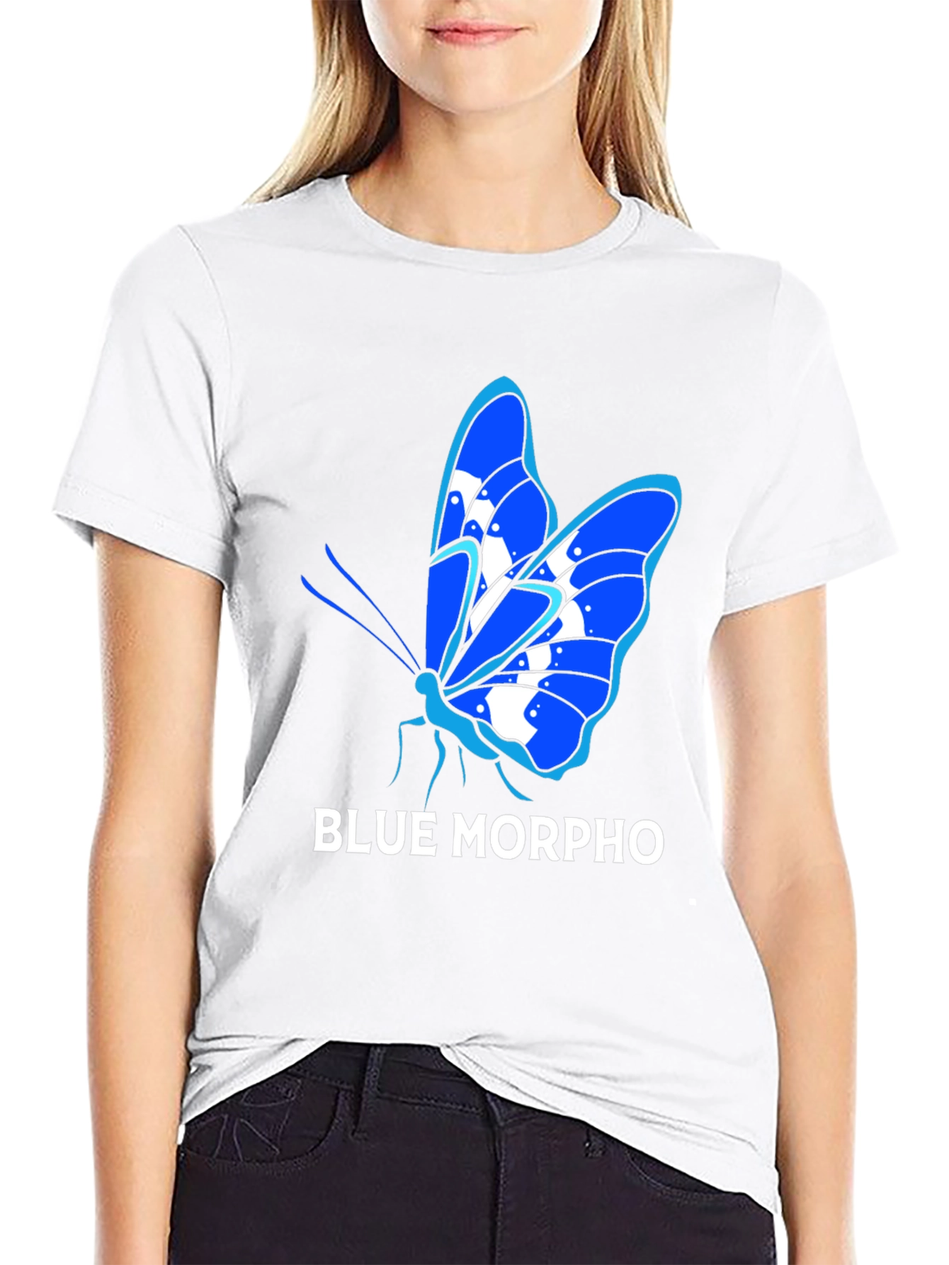 Blue Morpho Butterfly Graphic T-Shirt - Premium Comfort