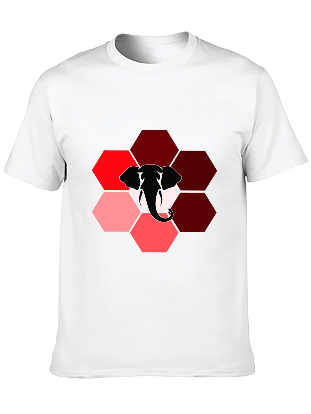 Elephant Hexagon Graphic Black T-Shirt