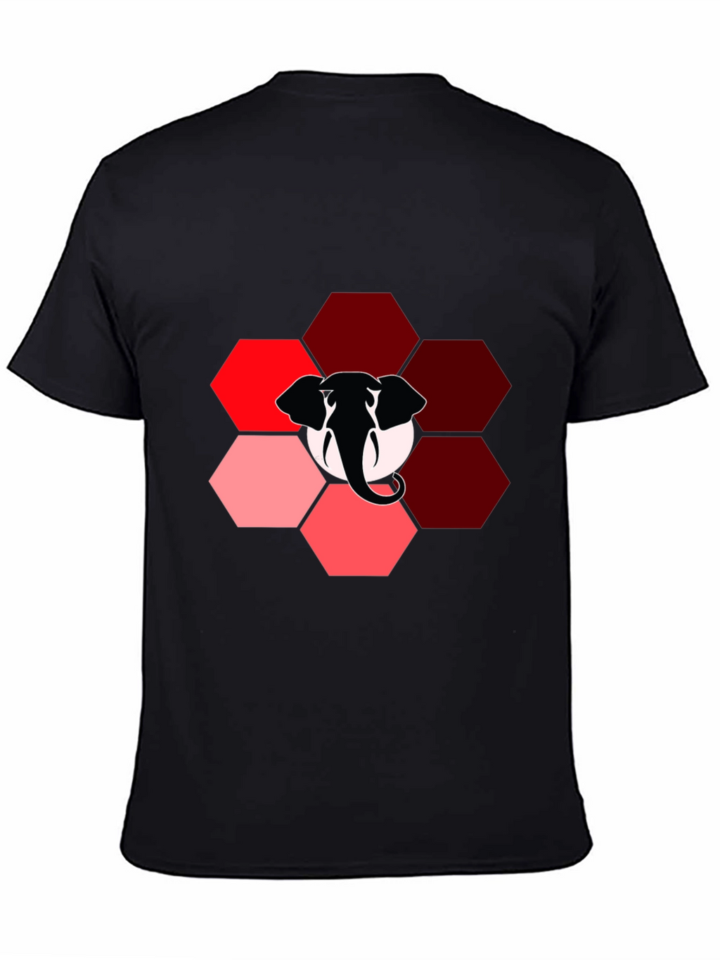 Elephant Hexagon Graphic Black T-Shirt