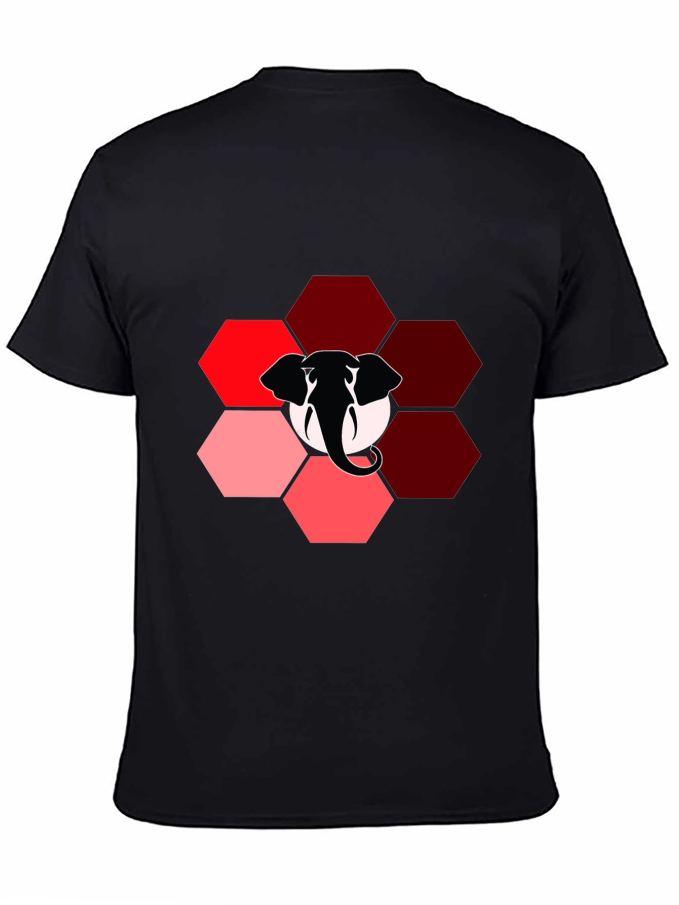 Elephant Hexagon Graphic Black T-Shirt