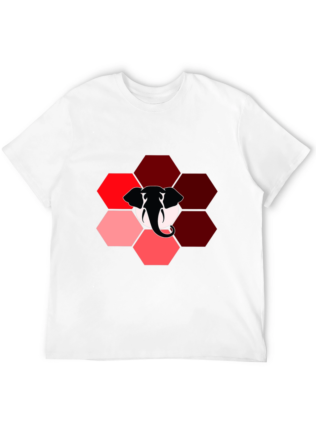 Elephant Hexagon Graphic Black T-Shirt