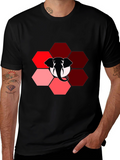 Elephant Hexagon Graphic Black T-Shirt