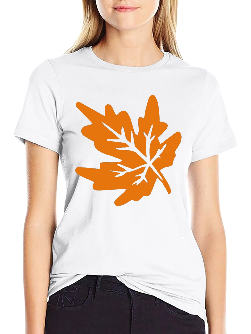 Autumn Leaf Graphic Tee - Black Casual T-Shirt