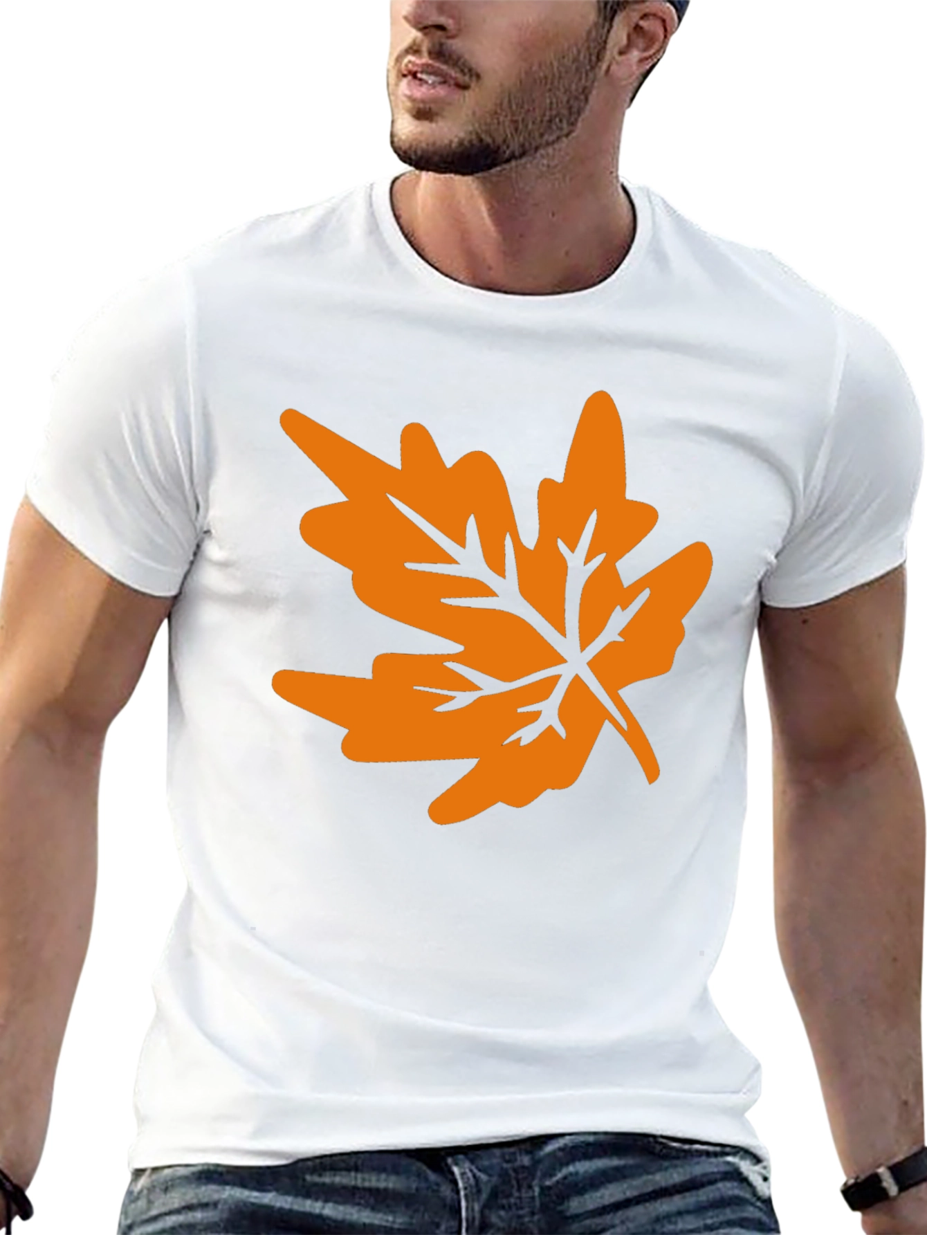 Autumn Leaf Graphic Tee - Black Casual T-Shirt