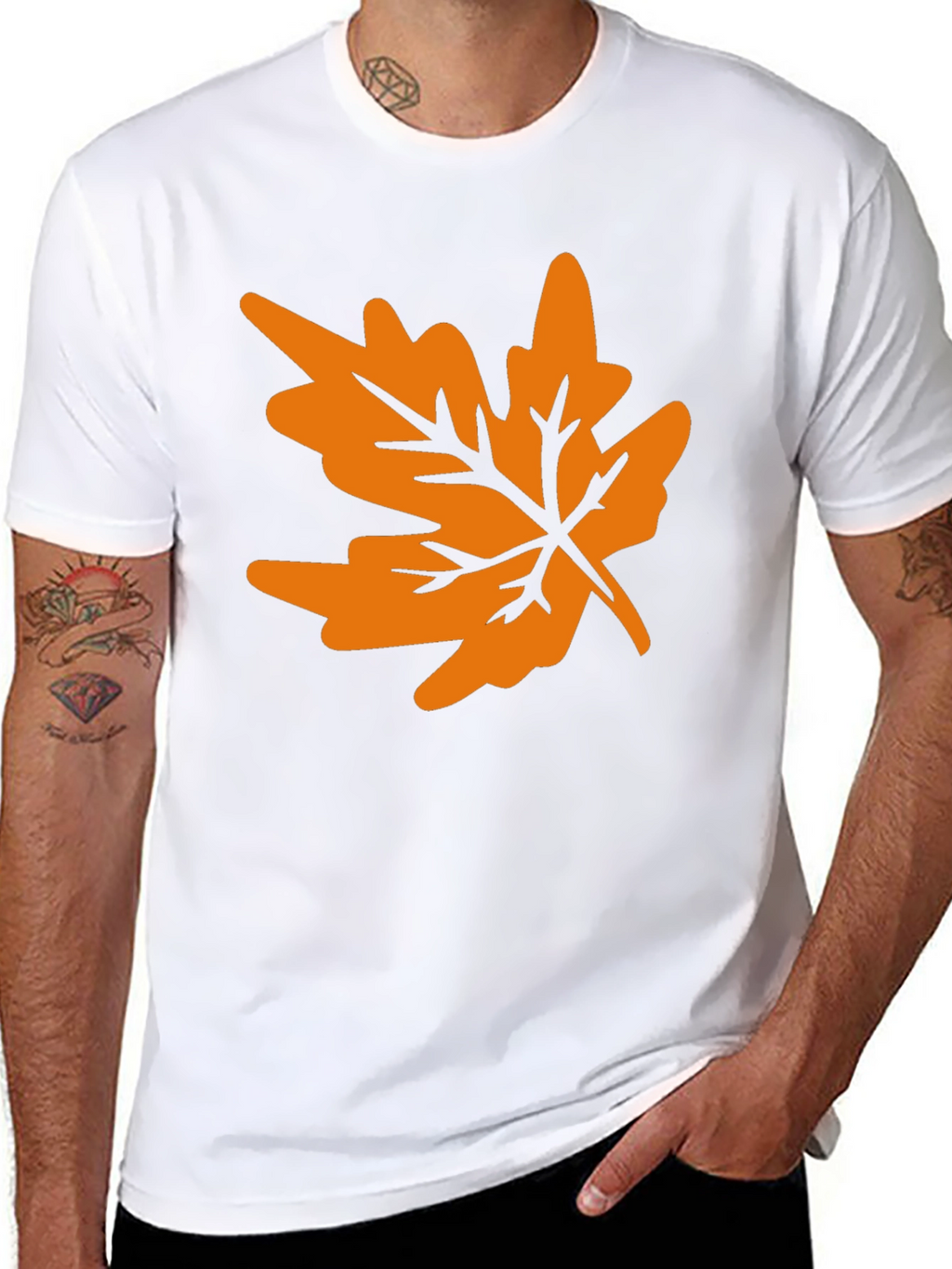 Autumn Leaf Graphic Tee - Black Casual T-Shirt