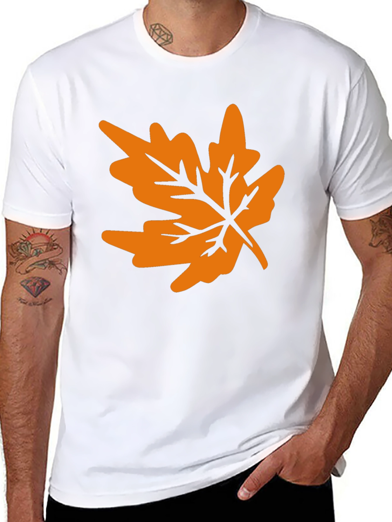 Autumn Leaf Graphic Tee - Black Casual T-Shirt