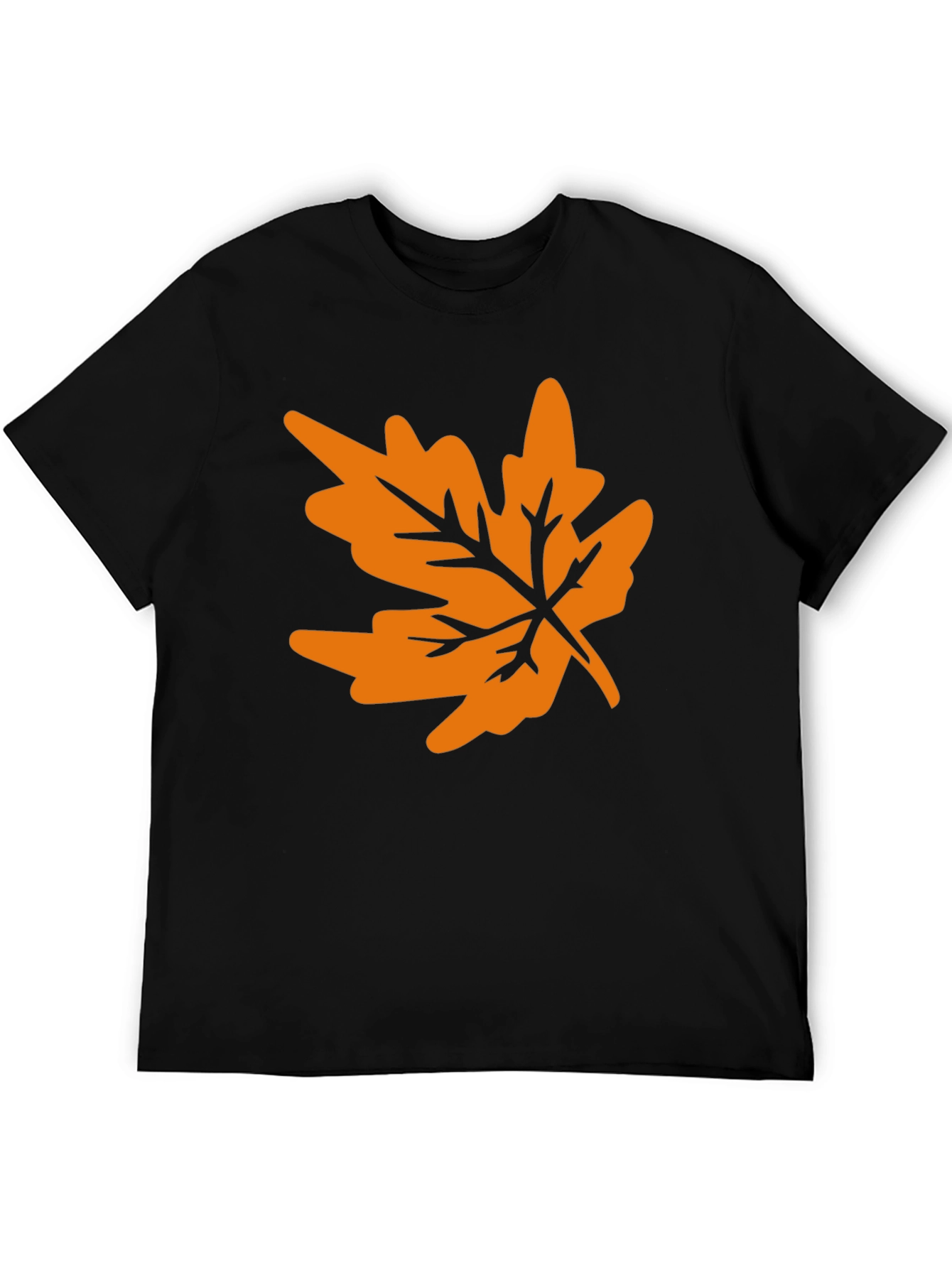Autumn Leaf Graphic Tee - Black Casual T-Shirt