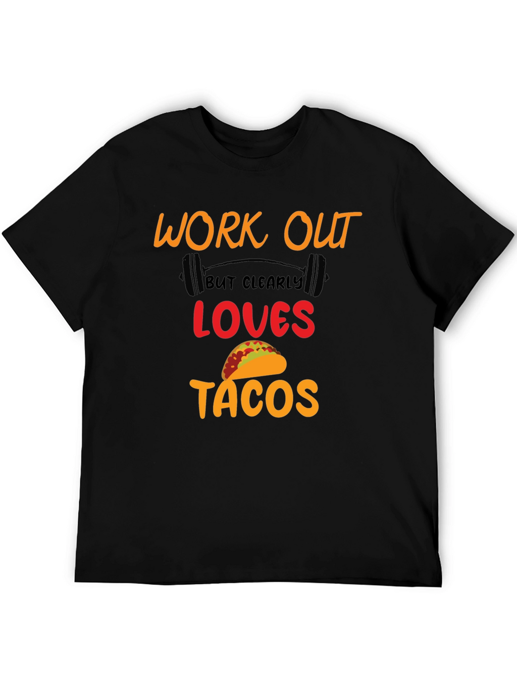 Work Out Loves Tacos Black Graphic Tee