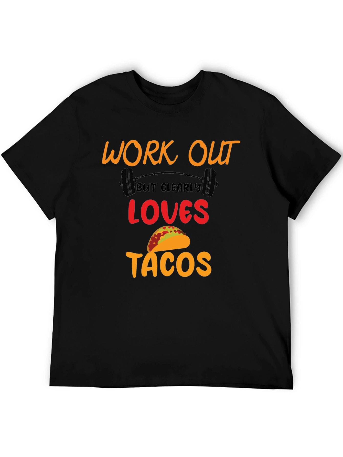 Work Out Loves Tacos Black Graphic Tee