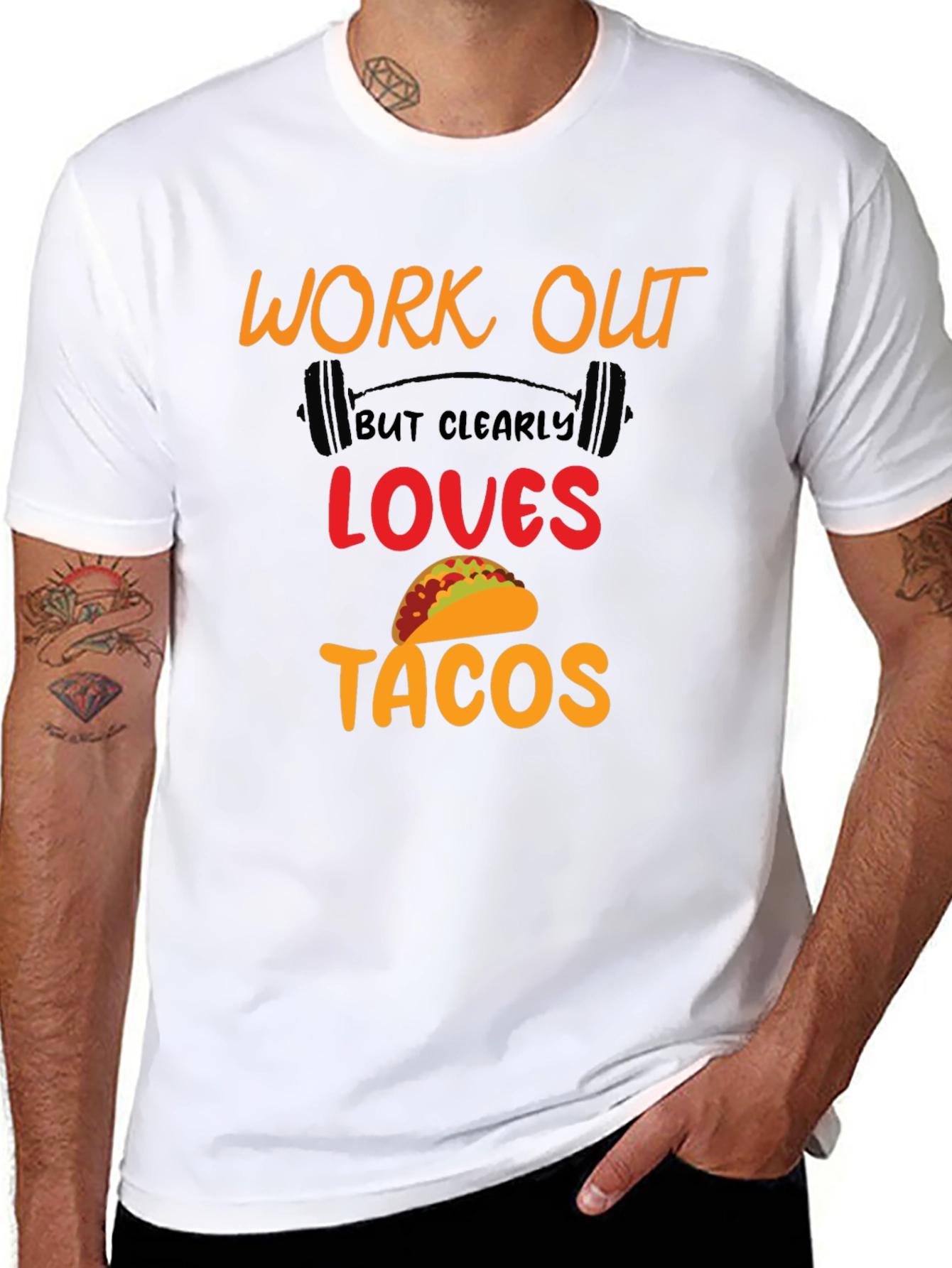 Work Out Loves Tacos Black Graphic Tee