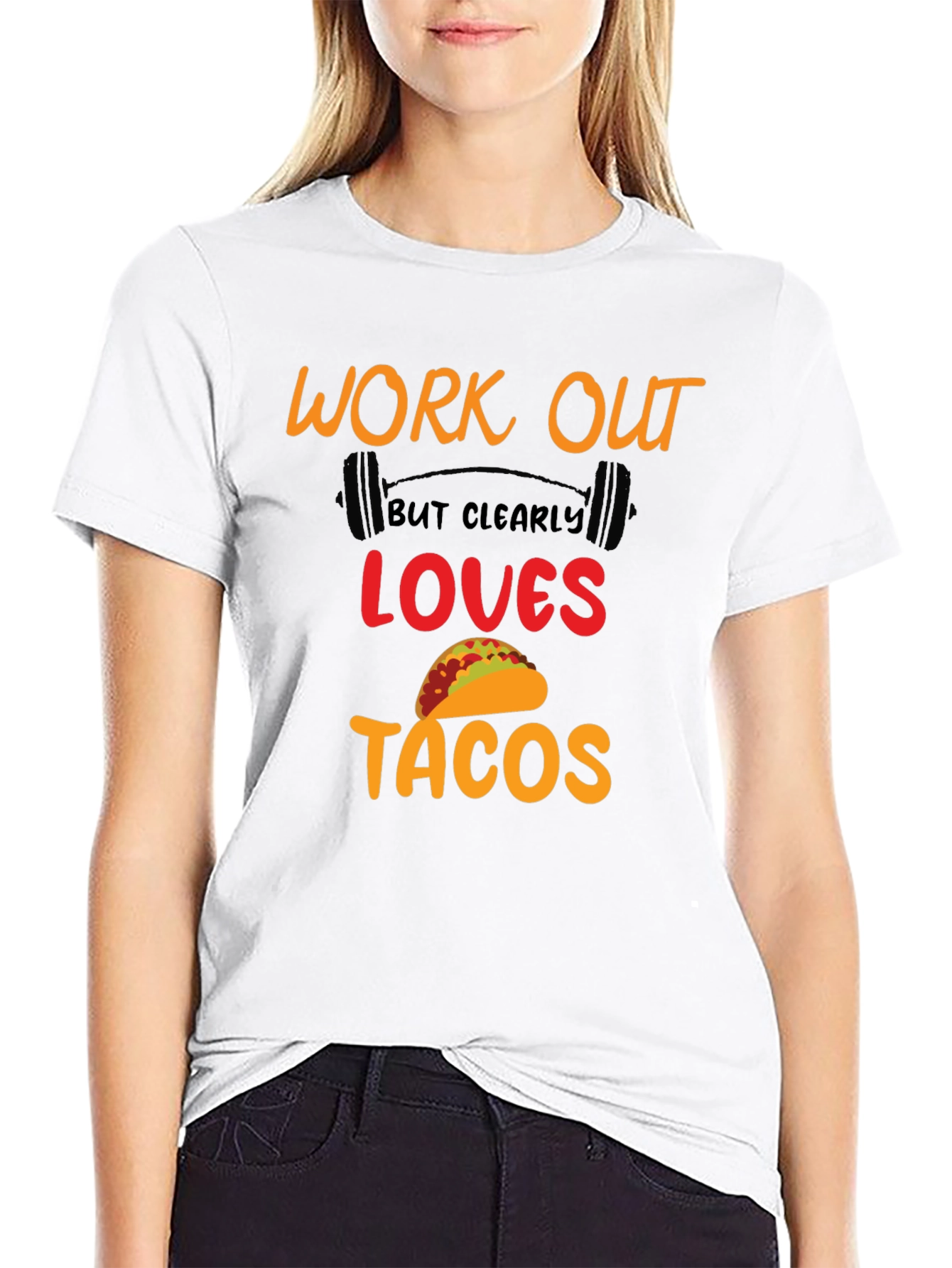 Work Out Loves Tacos Black Graphic Tee