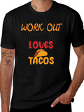 Work Out Loves Tacos Black Graphic Tee