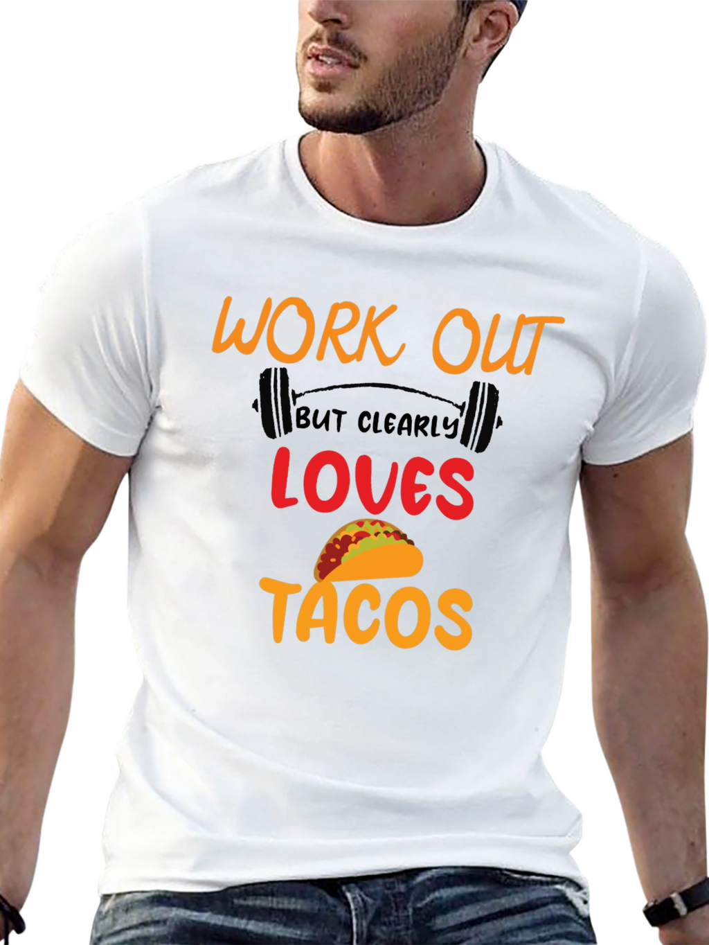 Work Out Loves Tacos Black Graphic Tee