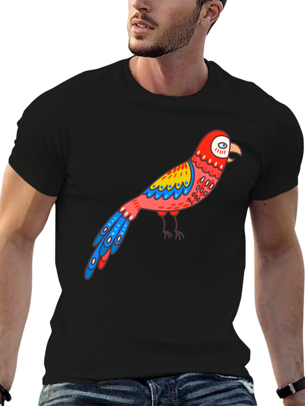 Parrot Graphic Black T-Shirt