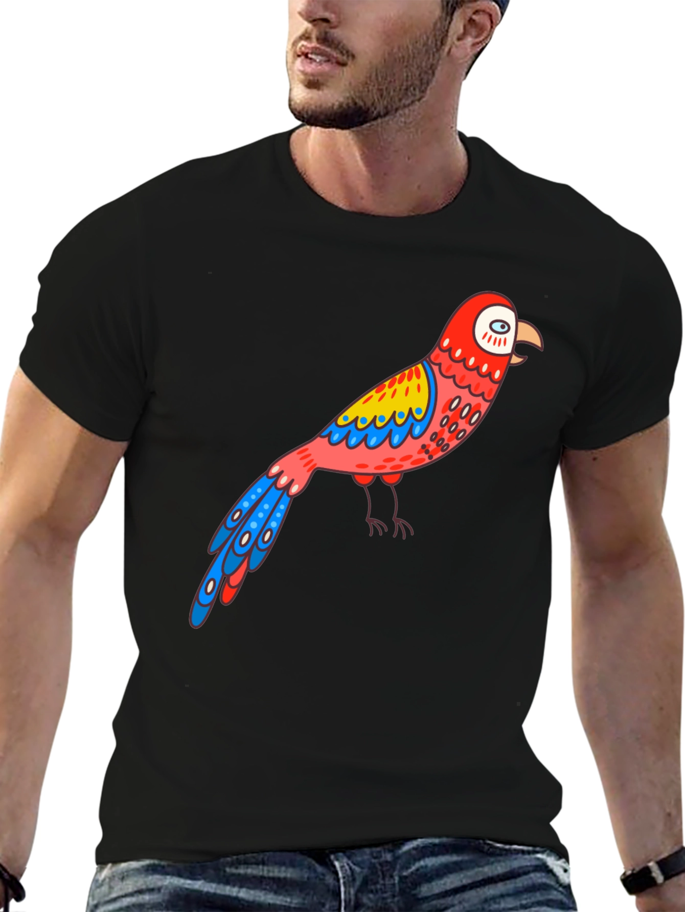 Parrot Graphic Black T-Shirt