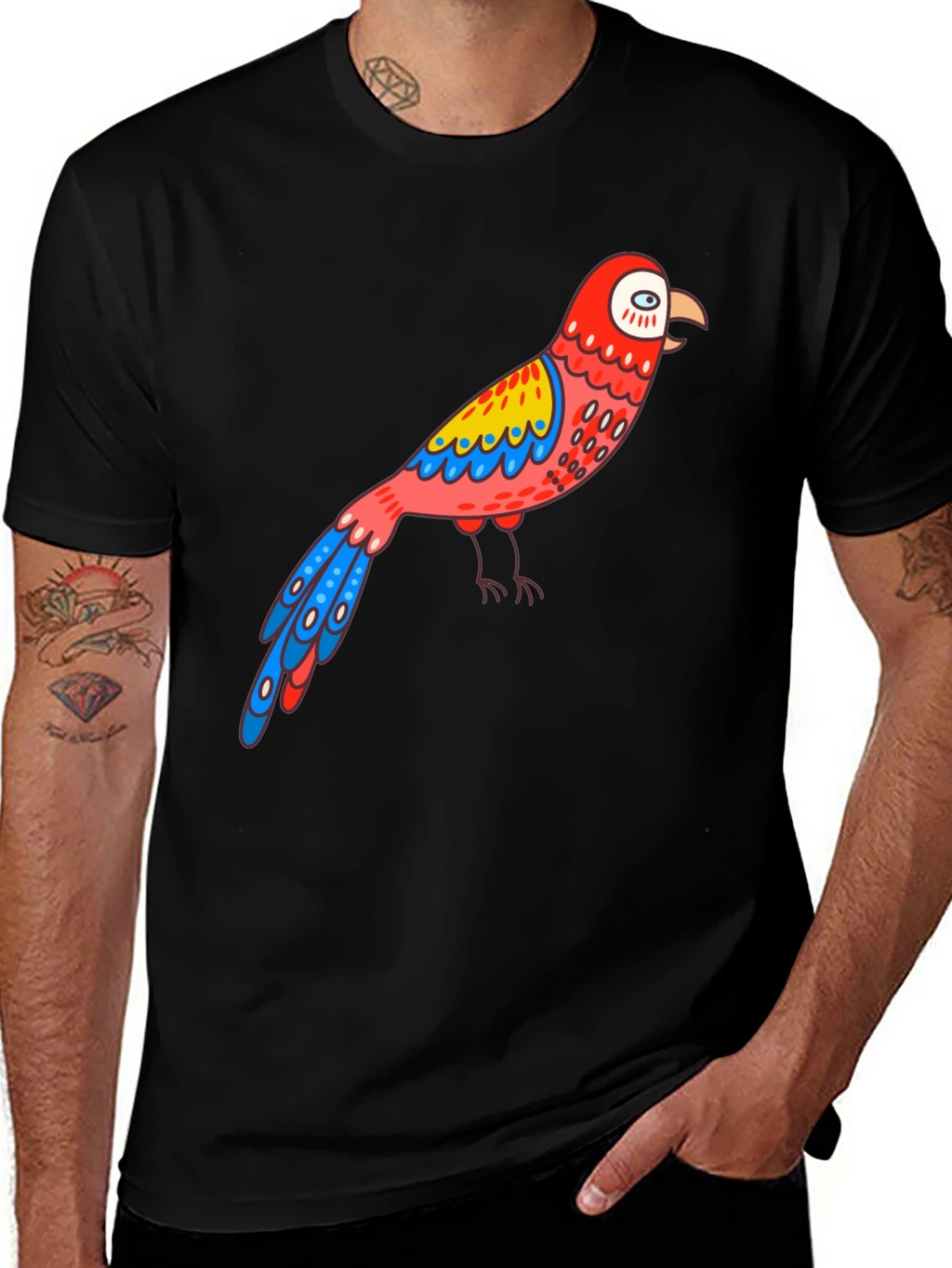 Parrot Graphic Black T-Shirt