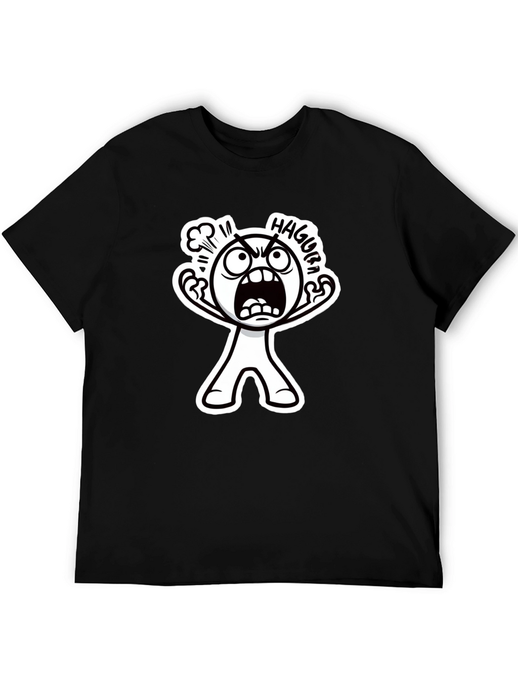Haggura Cartoon Graphic Black T-Shirt