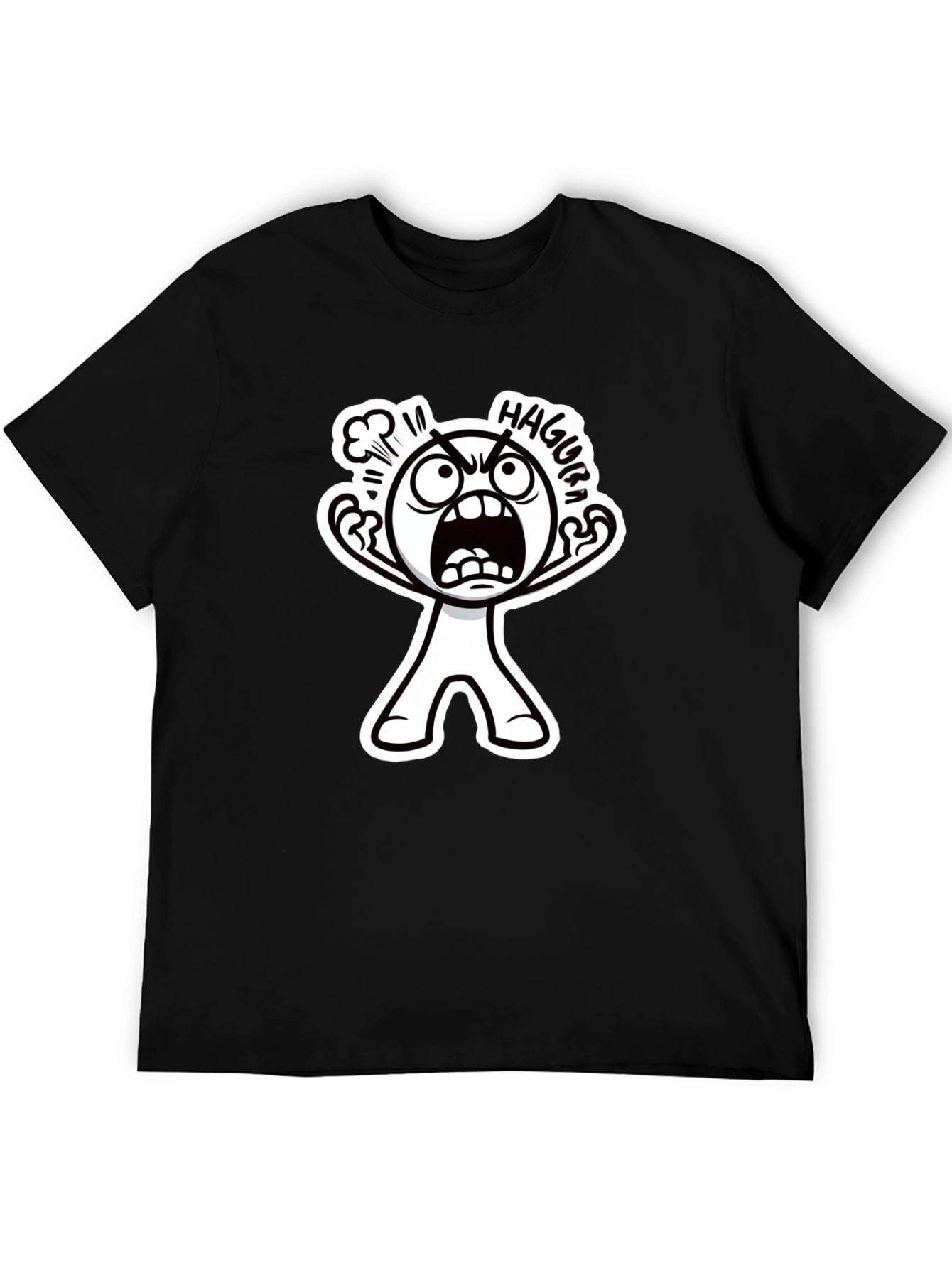 Haggura Cartoon Graphic Black T-Shirt