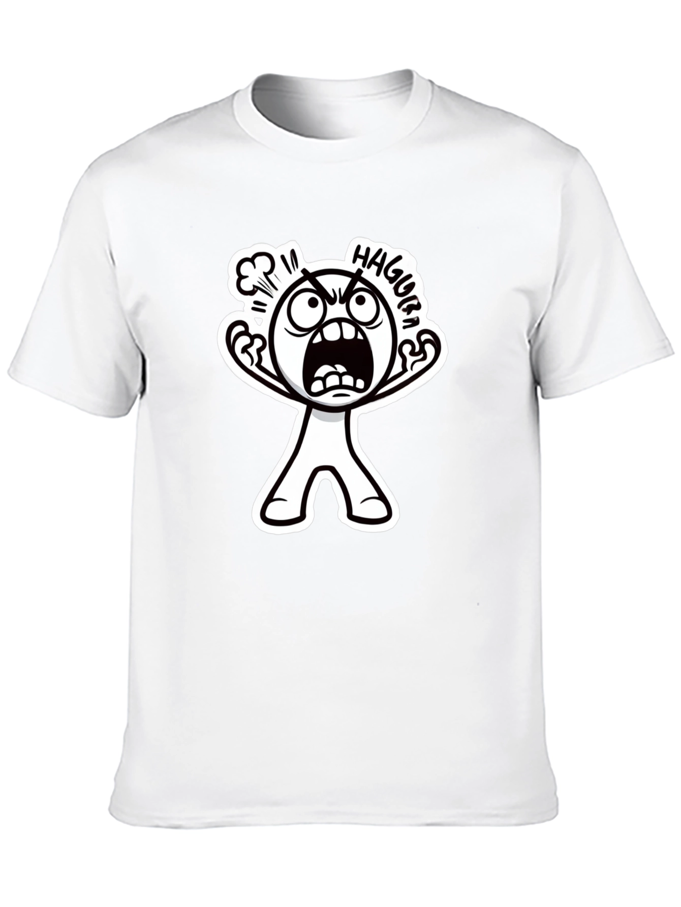 Haggura Cartoon Graphic Black T-Shirt