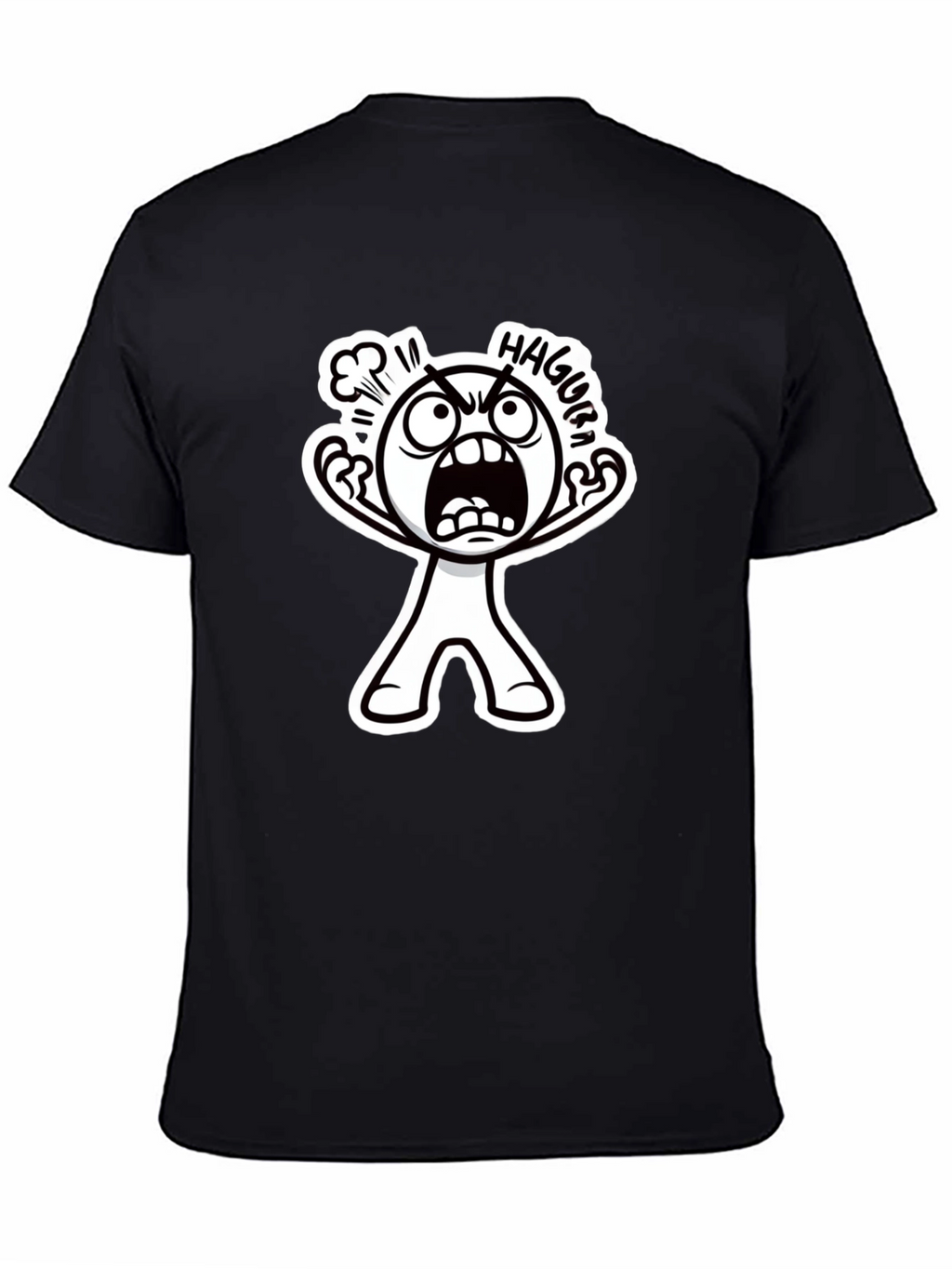 Haggura Cartoon Graphic Black T-Shirt