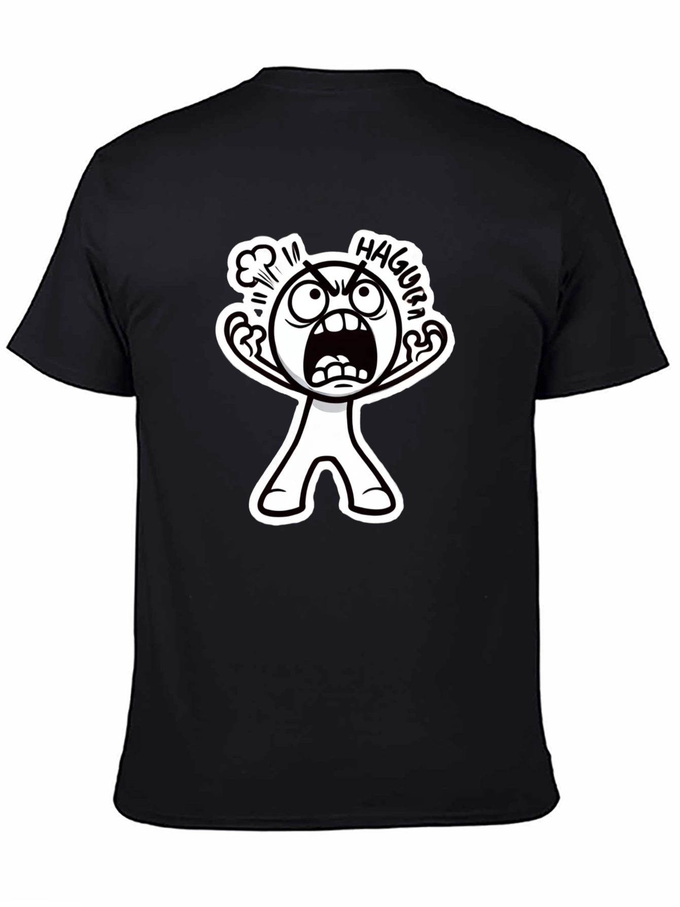 Haggura Cartoon Graphic Black T-Shirt