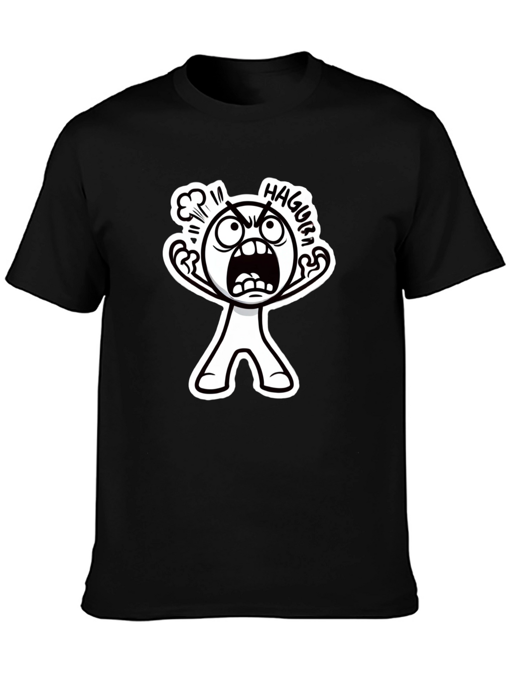 Haggura Cartoon Graphic Black T-Shirt