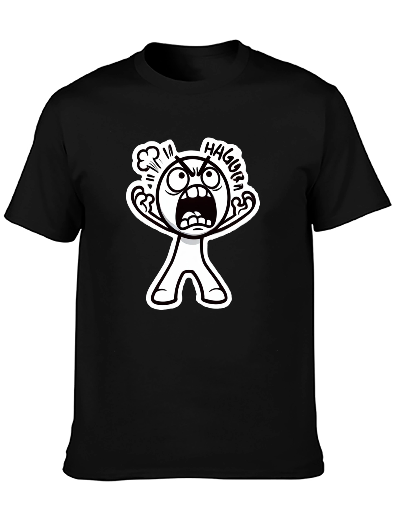 Haggura Cartoon Graphic Black T-Shirt