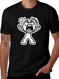 Haggura Cartoon Graphic Black T-Shirt