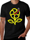 Floral Graphic Black T-Shirt - Modern Design