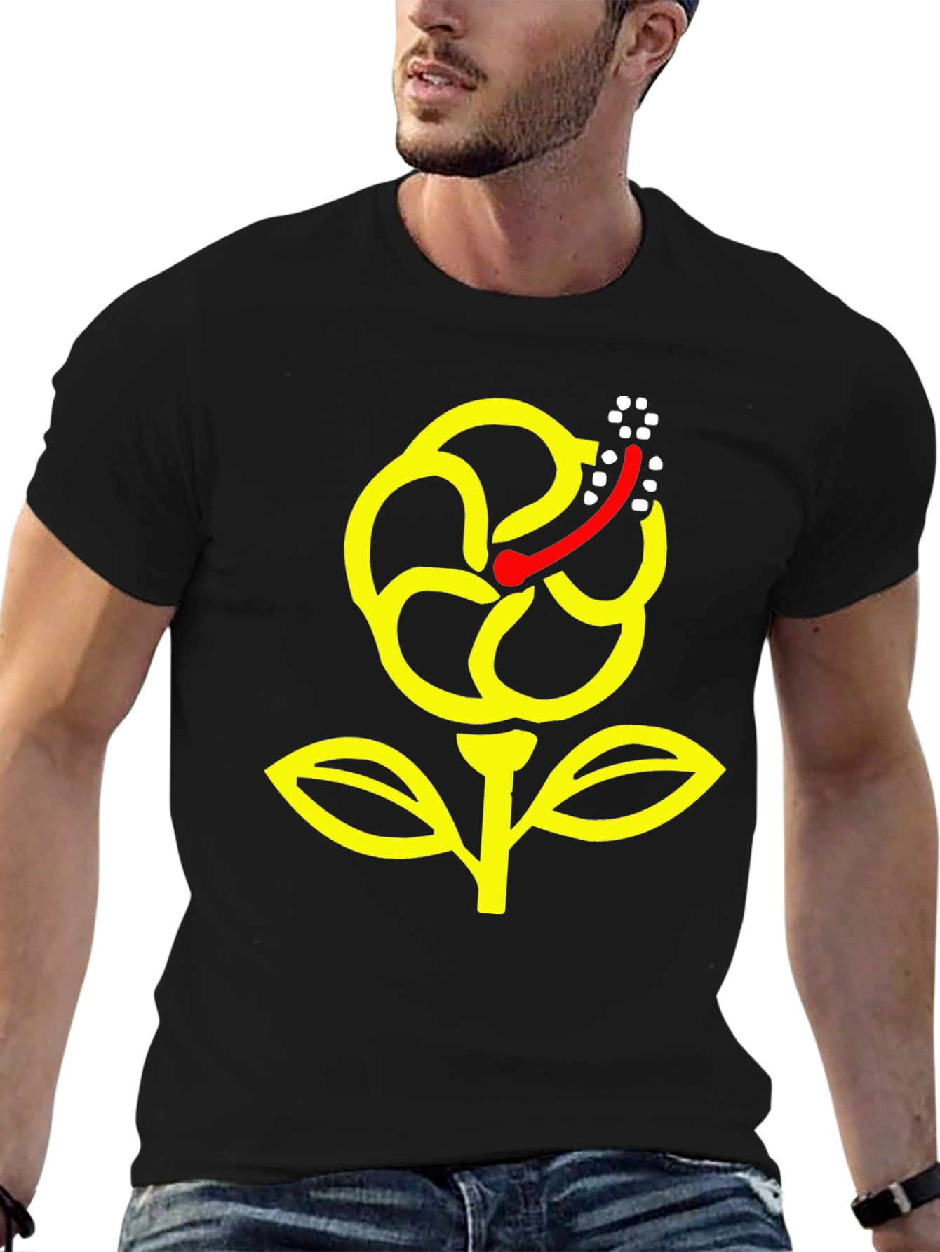Floral Graphic Black T-Shirt - Modern Design