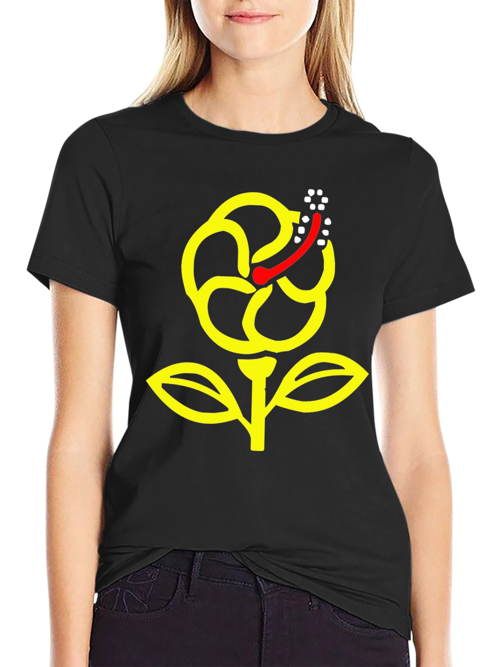 Floral Graphic Black T-Shirt - Modern Design